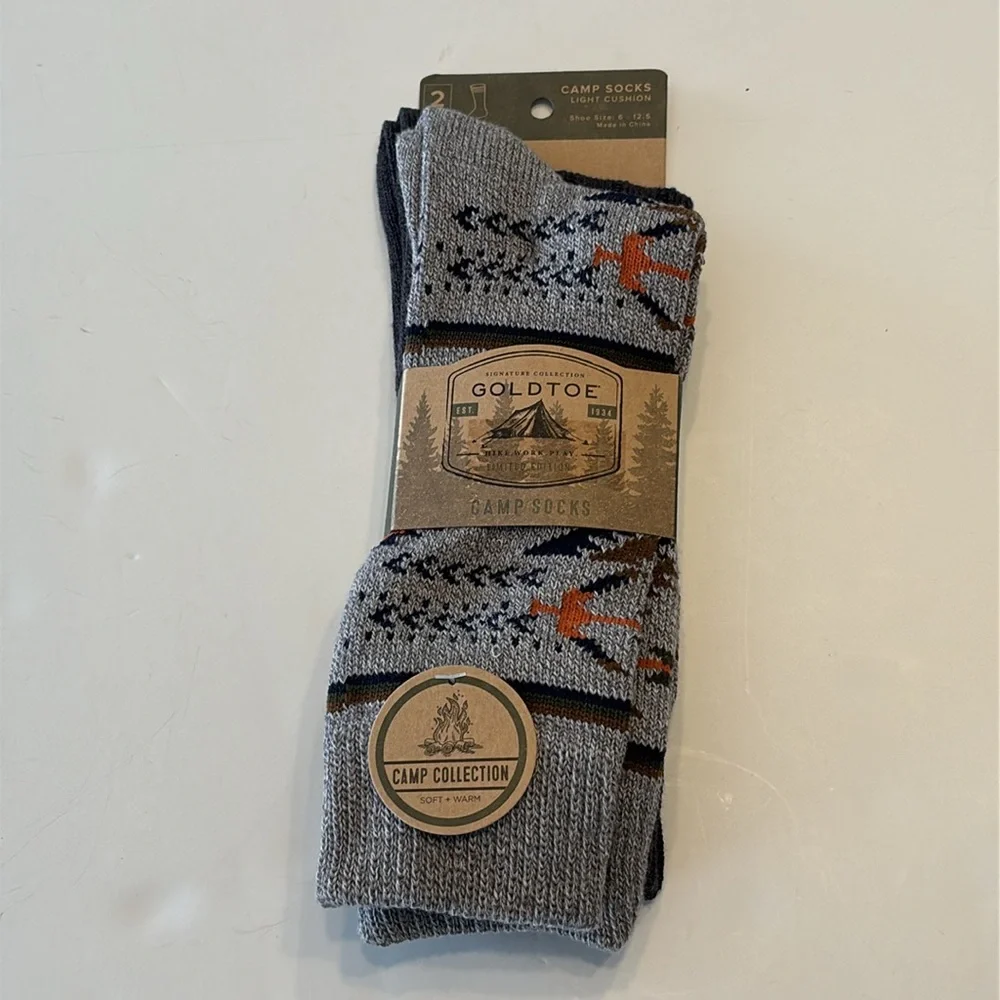 Signature Gold Signature Collection Men's Aztec Crew Camp Socks 2 Pack